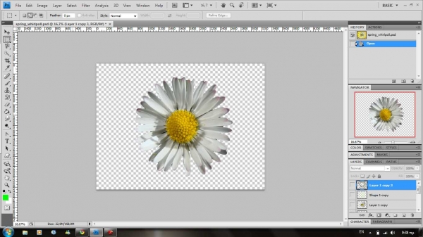 Creation of spring whirlpool: Step 1